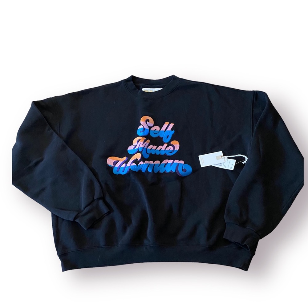 Good American B Project Self Made Woman Black Crewneck oversized Sweatshirt xxl